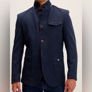 Ron TOMSON Stand Collar Sport Coat - Navy